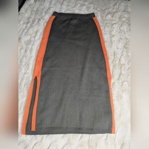 Free People Charcoal and Tangerine Midi Skirt